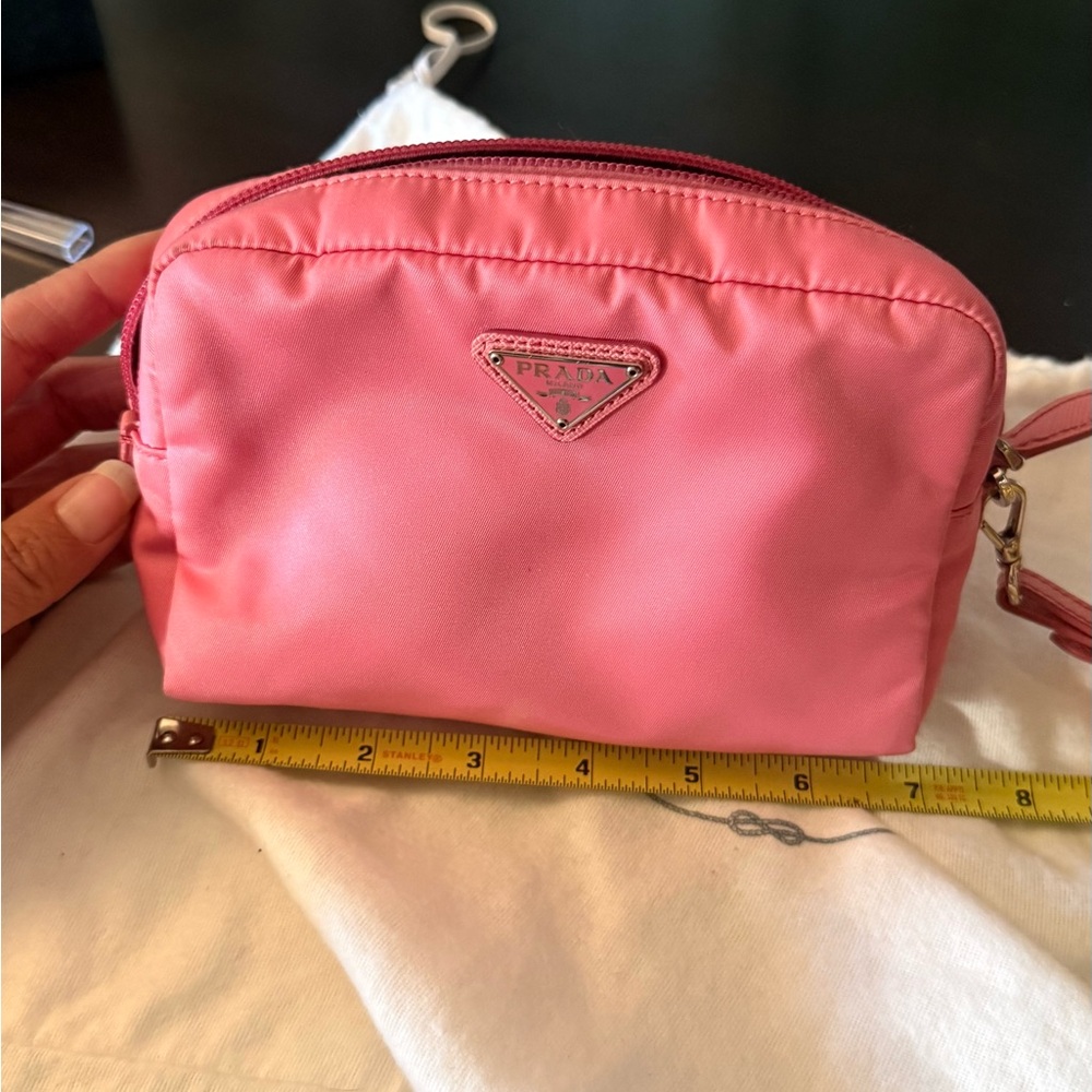 Prada Pink Nylon Wristlet Pouch with Triangle Logo Saffiano trim - Picture 12 of 12